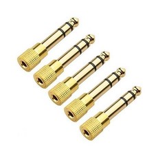 헤드폰 마이크 앰프 기타 믹서 사운드 콘솔 컨버터용 5팩14인치 6.35mm 남성용에서 3.5mm 여성용 스테레오 오디오 어댑터, (5 PACK)