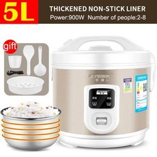 멀티쿠커 전기냄비 라면기 Peskoe 다기능 가정용 미니 밥솥 구식 1-2-3 인용 붙지 않는 표면 요리 2L 3L 4L 5L, 4) White5L - 220V