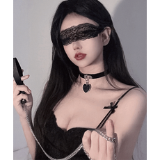 세르아 하트 초커+목줄 세트 코스프레 이벤트소품 할로윈 가죽 패션목걸이 할로윈데이 크리스마스 소품