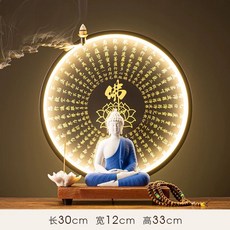 석가모니 부처상 LED 관세음보살 목불 불교용품 불상, I. 램프 서클 검은 색 Tathagata