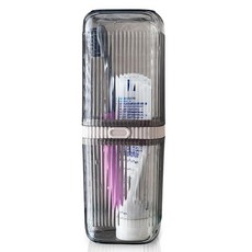 EOREA 여행용 칫솔 홀더 커버가 있는 휴대용 칫솔 케이스 욕실용 대형 칫솔 홀더 캠핑 하이킹 체육관 여행 및 욕실용 여행용 치약 용기 (투명 화이트), 투명한 회색