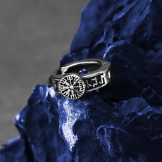 빈티지 바이킹 Vegvisir 후프 귀걸이 스칸디나비아 룬 문자 나침반 부적 쥬얼리 남성 스테인레스 스틸