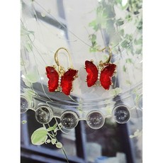 레몬트리 57정열나비 인조보석 드롭 고급 루비귀걸이*기프트박스