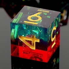 LDICEK DND 주사위 세트 샤프 엣지 7피스 다면체 숫자 금박 정교한 틴 박스 포장 던전 앤 드래곤 RPG 및 보드 게임에 이상적 (무지개), 레드 그린 및 골드