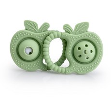 DFMEI 0-1歲食品級硅膠手搖鈴寶寶可啃牙咬膠嬰兒用品可安撫抓握器, 1個, 如圖, 綠色