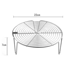 스테인레스 스틸 스티머 랙 다기능 냄비 김이 나는 트레이 만두 계란 그릴 스탠드 주방 식기 조리 도구 304, B-22cm, 1개
