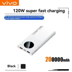 VIVO 120W 500000mAh 대용량 전원 은행 iPhone 용 초고속 충전 보조베터리 휴대용 배터리 Samsung XIAOMI, 05 White 200000mAh