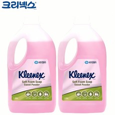 크리넥스 핸드워시 스윗파우더 1.95L 2개 비누 클렌저 솝 디 스펜서 흡수 버블 화장실, 본상품