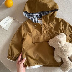 嘟嘟家兒童外套春季新款男女童連帽套頭工裝外套中小童中長款