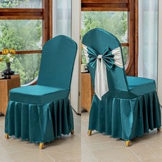 의자커버 연회장 예식장 식탁의자커버 레스토랑 웨딩홀 리본장식 행사장 뷔페 파티, U. 데님 블루화이트