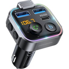 언브레이크케이블 블루투스 5.3 FM 송신기 차량용 PD 20W + QC 3.0 더 강력한 마이크 및 하이파이 베이스 사운드 담배 라이터 라디오 음악 어댑터 충전기 핸즈프리 시, Grey