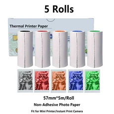 인스턴트 인화지 5롤 - 폴라로이드 카메라 프린터 라벨 메이커와 호환 가능 매끄러운 표면 필름, 01 5 Rolls