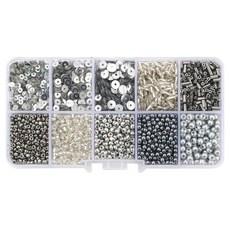 심플하니 반짝반짝 비즈 컬렉션 10종 세트, 실버, 1세트