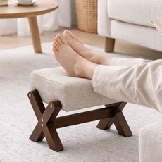 스텔라룸 원목 패브릭 발받침대 풋레스트, 브라운