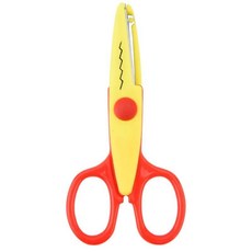 컬러 레이스 가위 손잡이 물결무늬 종이 커팅 문구류 작은 둥근 머리 커터, 1개, 2. Yellow