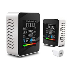 실내 공기질 모니터 전문 휴대용 감지기 및 정확한 CO2 TVOC HCHO 습도 온도 입자 카운터 가정 사무실 식물 반려동물용 5-IN-1 공기, 실내 공기 품질 모니터, 전문 휴대용 감지기 및 정확한, 1개