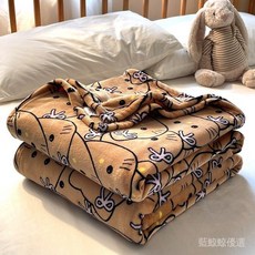 卡通獃萌熊雙面牛奶絨毛毯兒童午睡毯家用蓋毯辦公室午休閒毯子, 牛奶絨毛毯-經典豹紋-黑JH,150x200cm【單人毛毯】