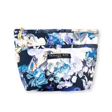 【Passage Bois】緹花 雙層拉鍊面紙化妝包, 黑色, 1個