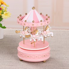 【台灣熱銷Top1】【當日出貨】旋轉木馬 音樂盒 夢幻 生日 情人節 聖誕節 交換禮物 尾牙 遊樂木馬 天空之城 浪漫, 粉色