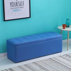 화장대스툴 소파 리빙 박스 벤치 스툴 긴의자 회색(가죽) 20x40(수납) 쿠션 밝은, B. 파란색 가죽