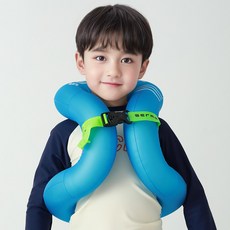 세르메르 0.3mm 두께 어린이 아동용 물놀이 부력보조복 착용형 넥튜브, 블루, 1개