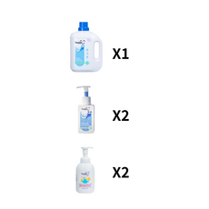 happi U 嬰兒洗衣精 X1 + 嬰兒泡泡洗手露 X2 + 嬰兒柔嫩洗髮沐浴泡泡露 X2, 1個, 250ml