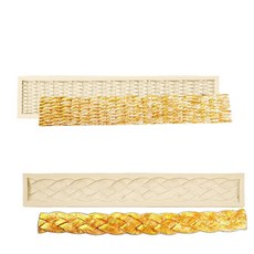 로프 실리콘 몰드 2팩 폴리머 클레이 스트립 레이스 테두리 퐁당 베이킹 케이크 장식 컵케이크 토퍼 도구 레진 133084, 로프 실리콘 몰드, 2팩 폴리머 클레이 스트립 레이스