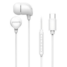 PHILIPS 飛利浦 C型有線耳機 10mm, 白色, TAE2146