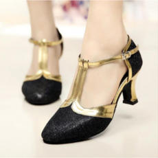 여성 실내 실외 라틴댄스화 댄스슈즈 빅사이즈, 255, 블랙