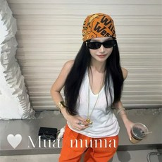 美拉德色系嘻哈頭巾 防曬包頭方巾 復古戶外辣妹Y2K穿搭絲巾