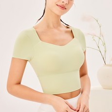 瑜伽服運動上衣收腹美背短袖帶胸墊緊身衣