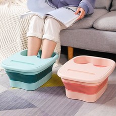 [PK] 접이식 족욕통 발찜질 지압 대야 덮개 바구니, 화이트, 1개