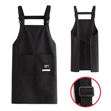 허블리 길이조절 남녀공용 방수 앞치마, 1개, 블랙