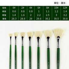 Gufeng 豬鬃扇形筆 水粉筆 水彩筆 丙烯筆 油畫筆 美術生專用筆, 1套, 4號6號8號