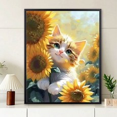 실십자수 꽃 프린트 십자수, 유화 패키지+고급 외부, 40x50, r0100 해바라기