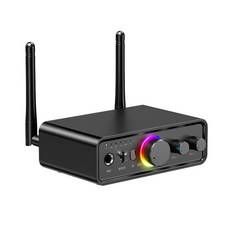 RGB Bluetooth 5.3 오디오 송신기 수신기 DAC/AUX/RCA/USB/동축/광/6.5MM 마이크 가라오케 Hifi DSP 무선 어댑터, V5.3용, black