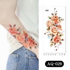 紅色花朵手臂紋身貼AQ-029【WAWA TATTOO】防水紋身貼紙刺青貼紙K19, 1個