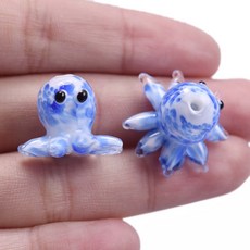 3/6 개/몫 귀여운 문어 Lampwork 매력 유리 바다 구슬 여러 가지 빛깔의 도트 스페이서 비즈 DIY 쥬얼리 팔찌 목걸이 만들기, 3pcs 4