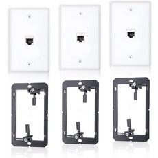 팬인티 3팩 CAT7 이더넷 벽판 1포트 RJ45 키스톤 잭 암수 차폐 커플러 콘센트 단일 갱 저전압 마운팅 브래킷 포함, 1 Port CAT7