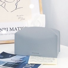 스토리빙 가죽 휴지케이스 각티슈케이스 크림, 블랙, 1개입