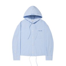 와키윌리 WACKY WILLY 우먼스 체크 시어서커 후드 버튼 셔츠 스카이블루 WA2501SH61SB 168029