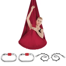 캠핑해먹 실내 공중 실크 세트 요가 스윙 해먹 장비 체육관 홈 댄스 플라잉 요가용 반중력 반전 벨트, 4)Wine Red