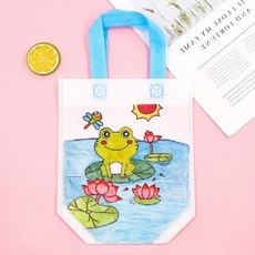 트레분 부직포가방 개구리 20*38cm 미술놀이가방 어린이가방 리폼재료 단체수업재료, 이십개입*1봉