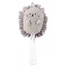 日本CRUX 柔軟蓬鬆可愛除塵刷，輕柔除塵不傷表面，居家清潔好幫手, 1個, 貓（最終現貨）, 灰色