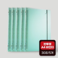 좋은문구 A4 30공 PP 바인더 5개, 민트그린(5개)