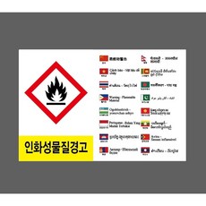 인화성물질경고 7121574883 외국어 다국어 1510 산업 스티커 표지판 자석, 혼합색상
