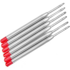 WOLVINA 리필심 호환용 잉크리필 볼펜리필 6팩 빨간색 잉크 볼펜 리필 교체 가능한 금속 1mm 중간 팁 사무실/학교 사용자용 펜과 호환 가능, Red