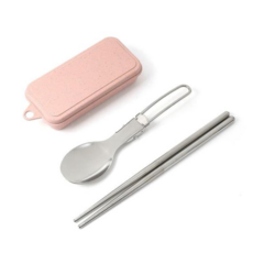 접이식숟가락 접이식수저 백패킹숟가락 젓가락 핑크 세트, 본상품