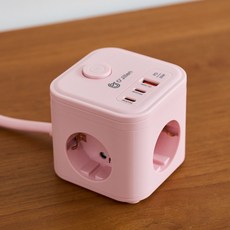 오지렌 고속충전 고용량 큐브 멀티탭 1.8m, 1개, 핑크(PD20W)