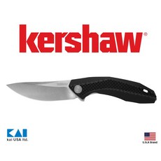 美國Kershaw TUMBLER折刀 D2鋼石洗面 KVT滾軸開刀 碳纖維柄附背夾 KS4038, 1個, Black